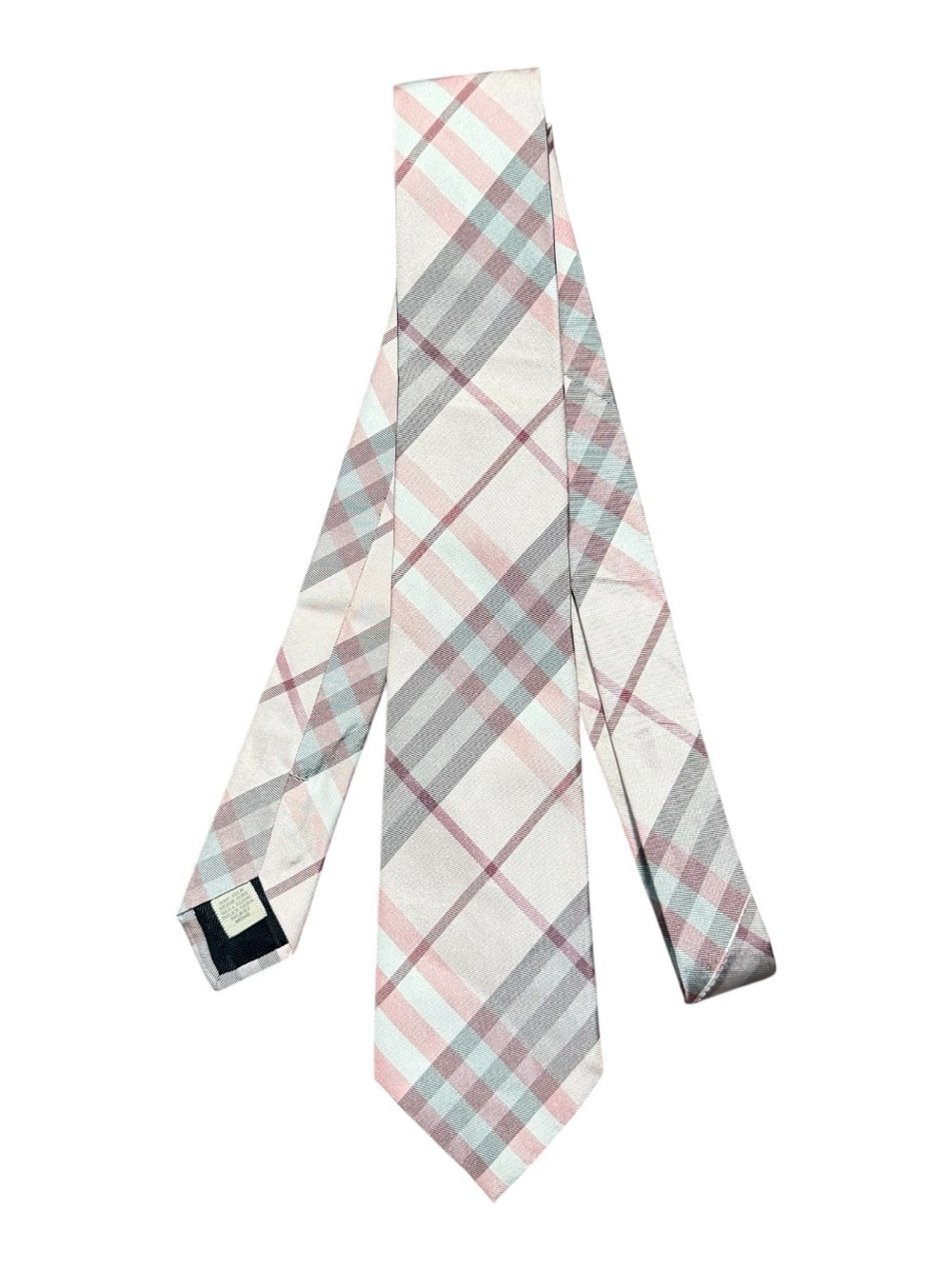 Burberry London Pink and Gray Checkered Neck Tie
